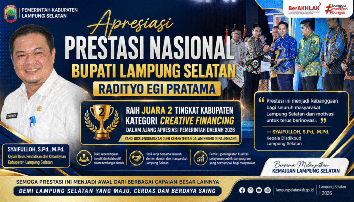 Disdikbud Lamsel Apresiasi Prestasi Nasional Bupati Radityo Egi Pratama