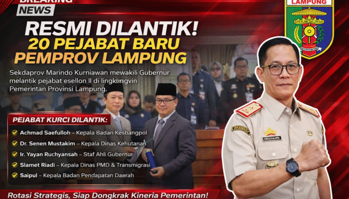 Rotasi Pejabat Pemprov Lampung, Kepala Bapenda Slamet Riyadi Dilantik Jadi Kadis PMD & Transmigrasi