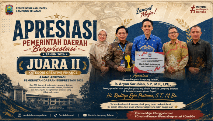 Pemkab Lampung Selatan Raih Juara II Creative Finance Ajang Apresiasi Pemerintah Daerah Berprestasi 2026