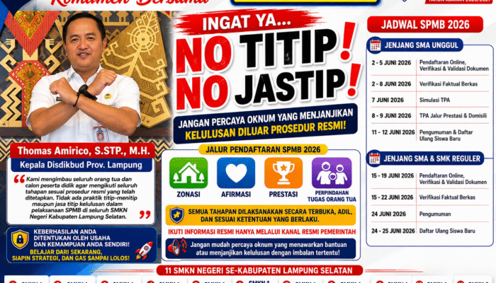 Seluruh Kepala SMKN Negeri se-Lampung Selatan Kompak Dukung SPMB 2026 Bersih, Tegaskan “No Titip, No Jastip”