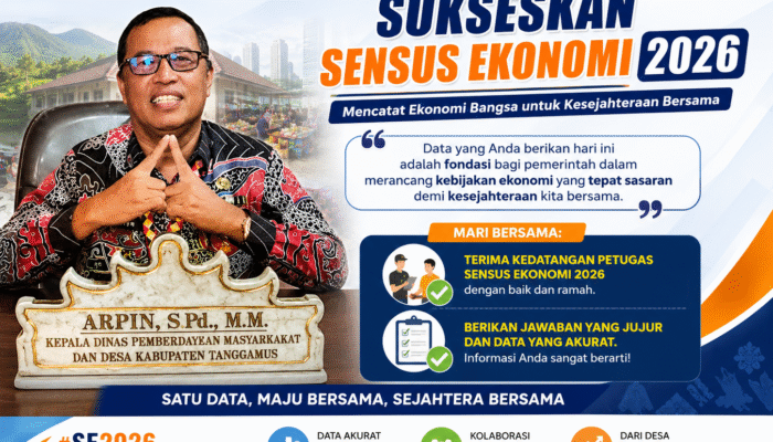 Dinas PMD Tanggamus Ajak Masyarakat Dukung Sensus Ekonomi 2026, Arpin: Berikan Data yang Jujur dan Akurat