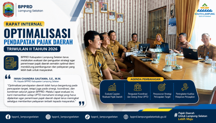 BPPRD Lampung Selatan Perkuat Strategi Optimalisasi Pendapatan Daerah Melalui Rapat Koordinasi Triwulan II 2026