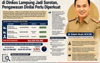 Belanja Jasa Rp2,62 Miliar di Dinkes Lampung Jadi Sorotan, Pengawasan Dinilai Perlu Diperkuat