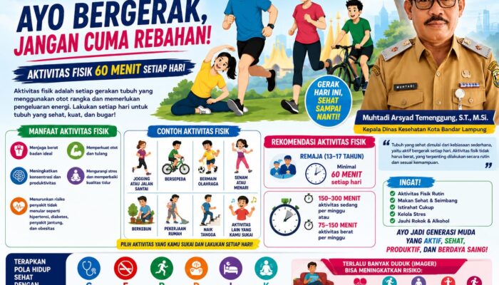 Dinkes Bandar Lampung Ajak Masyarakat Rutin Bergerak, Aktivitas Fisik 60 Menit Sehari Jadi Kunci Hidup Sehat