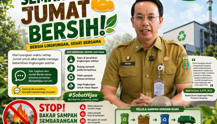DLH Provinsi Lampung Ajak Masyarakat Wujudkan Jumat Bersih dan Hentikan Kebiasaan Membakar Sampah Sembarangan