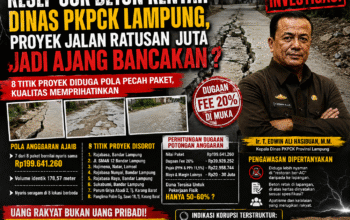 Menelusuri Dugaan Pola “Pecah Paket” Proyek Jalan Lingkungan Dinas PKPCK Lampung Tahun 2025