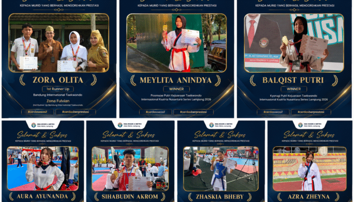 Prestasi Gemilang! Siswa SMAN 4 Metro Borong Medali di Kejuaraan Taekwondo Internasional Ksatria Nusantara Series Lampung 2026