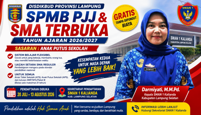Harapan Baru dari Kalianda: Disdikbud Lampung Buka SPMB PJJ dan SMA Terbuka Gratis, Sasar Anak Putus Sekolah