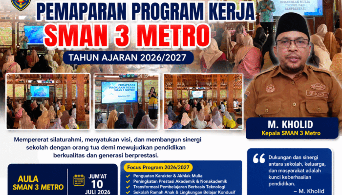 Silaturahmi dan Pemaparan Program Kerja SMAN 3 Metro Tahun Ajaran 2026/2027 Perkuat Sinergi Sekolah dengan Orang Tua