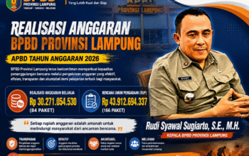 BPBD Provinsi Lampung Realisasikan Belanja Rp30,27 Miliar, Dukung Penguatan Penanggulangan Bencana Tahun 2026