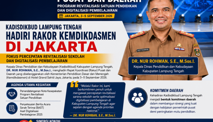 Kadisdikbud Lampung Tengah Hadiri Rakor Kemdikdasmen di Jakarta, Fokus Percepatan Revitalisasi Sekolah dan Digitalisasi Pembelajaran